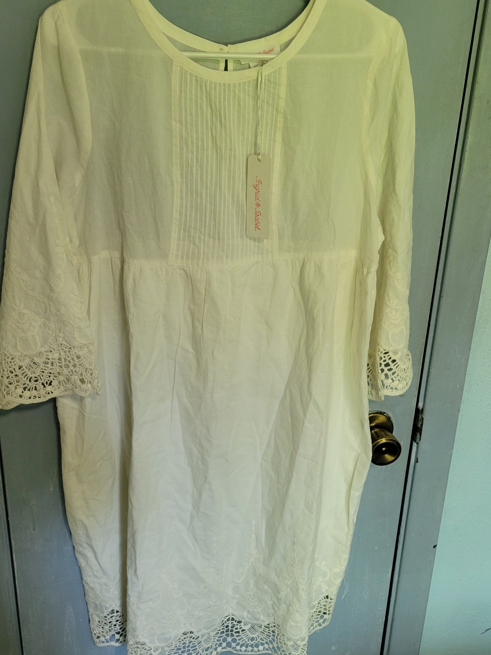 Ingrid And Isabel  Ivory  Lace-Trim Tunic Dress Sz Medium